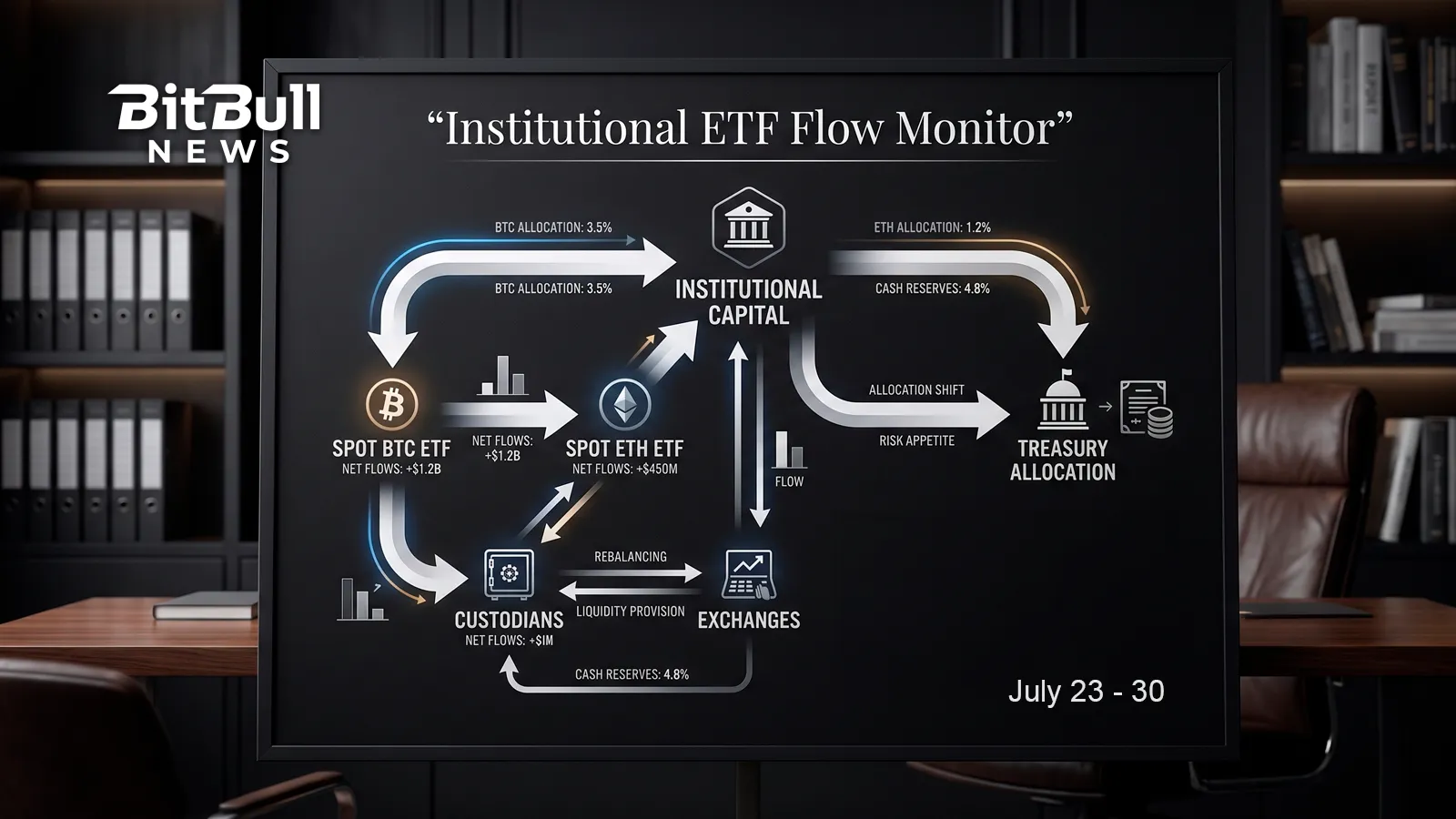 BitBullNews Institutional ETF Flow Monitor – July 23-30: Late BTC Rebound